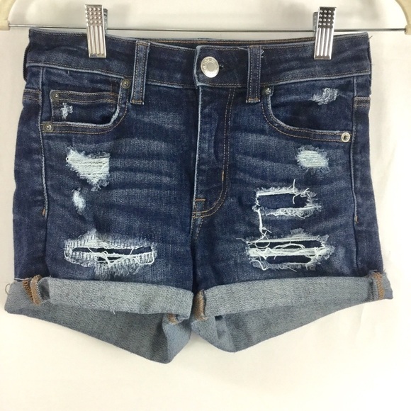 American Eagle Outfitters Distressed Hi Rise Shortie Size 0 - Picture 4 of 10